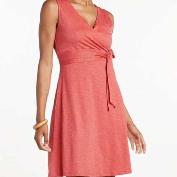NWT Toad Co Cue Sleeveless Organic Cotton Blend Wrap Dress Rhubarb Coral Size M - Picture 7 of 7